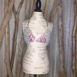 Unique iridescent Scale Bra Festival Top